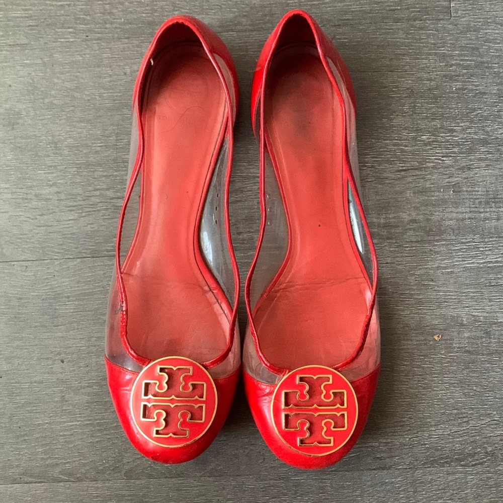 Red PVC Tory Burch flats